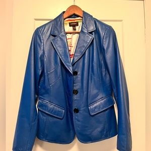 Danier Blue Leather Blazer